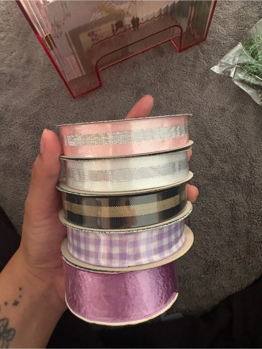 Mixed Decorative Ribbon Bundle - Pink, Silver, Black, Lavender